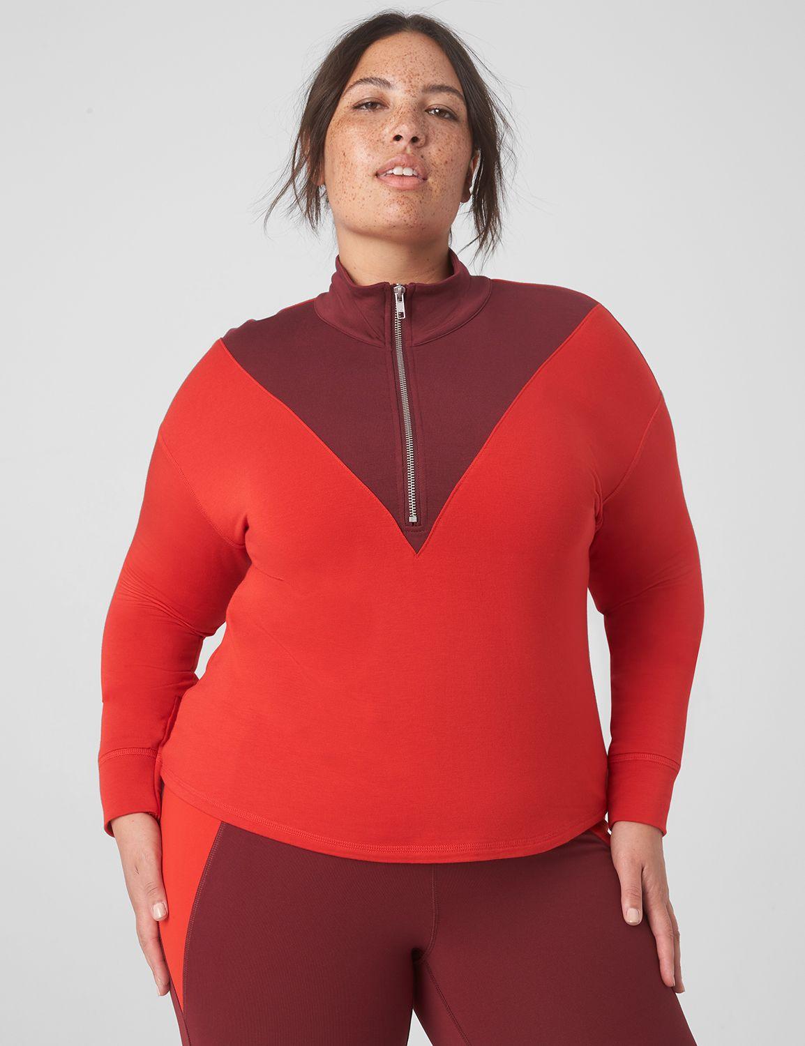 livi cozysoft half-zip colorblock cropped pullover