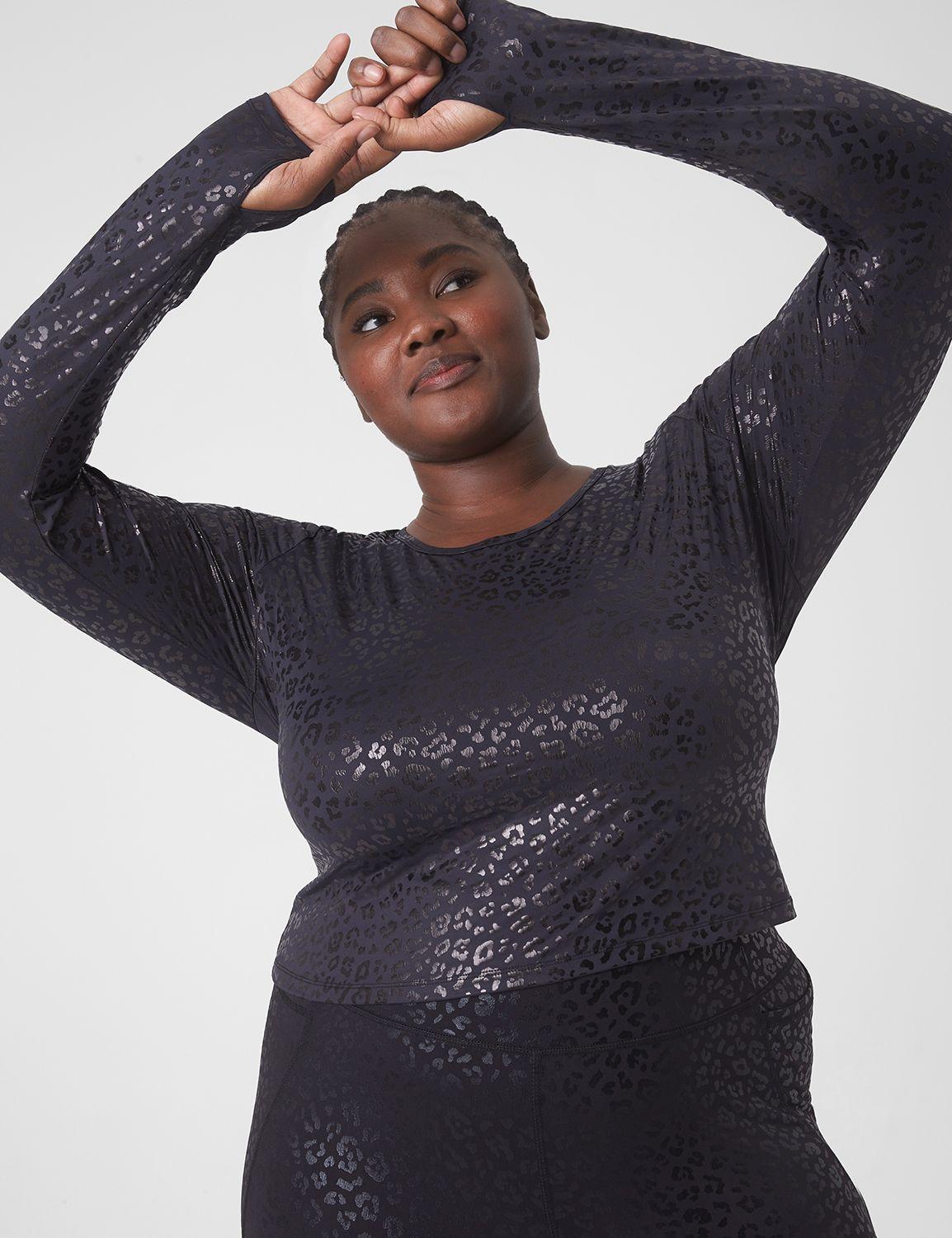 livi crop wicking scoop-neck back-detail top