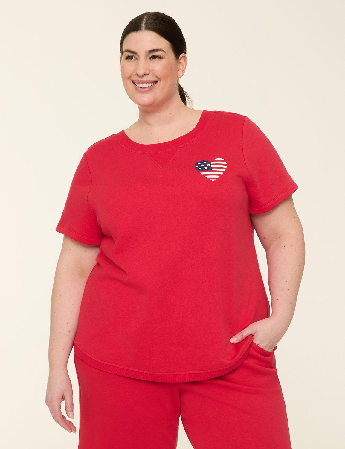 livi french terry short-sleeve cross-back sweatshirt