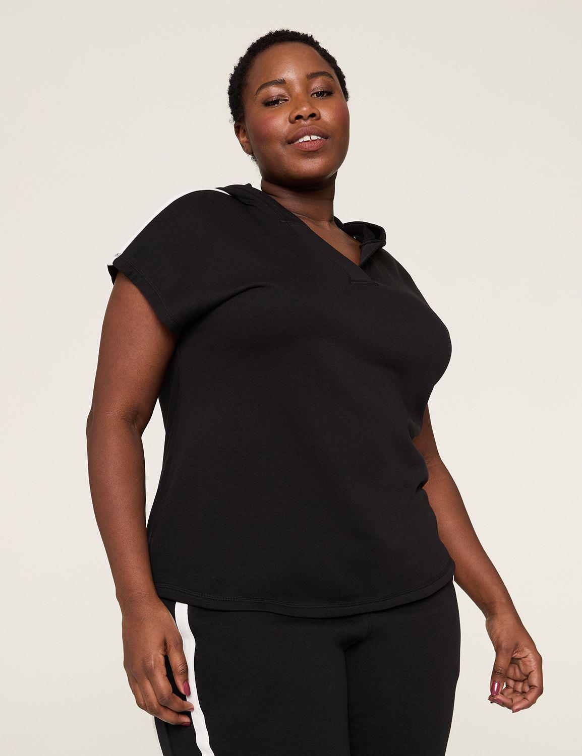 livi french terry short-sleeve v-neck hoodie