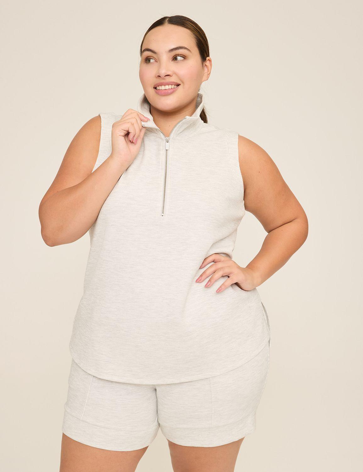 livi ribbed journey sleeveless half-zip top