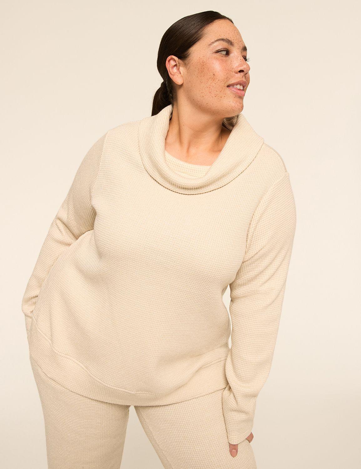 livi shine texture cowlneck sweatshirt