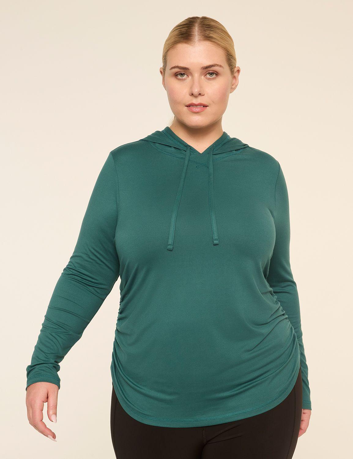 livi soft long-sleeve side-ruched hoodie