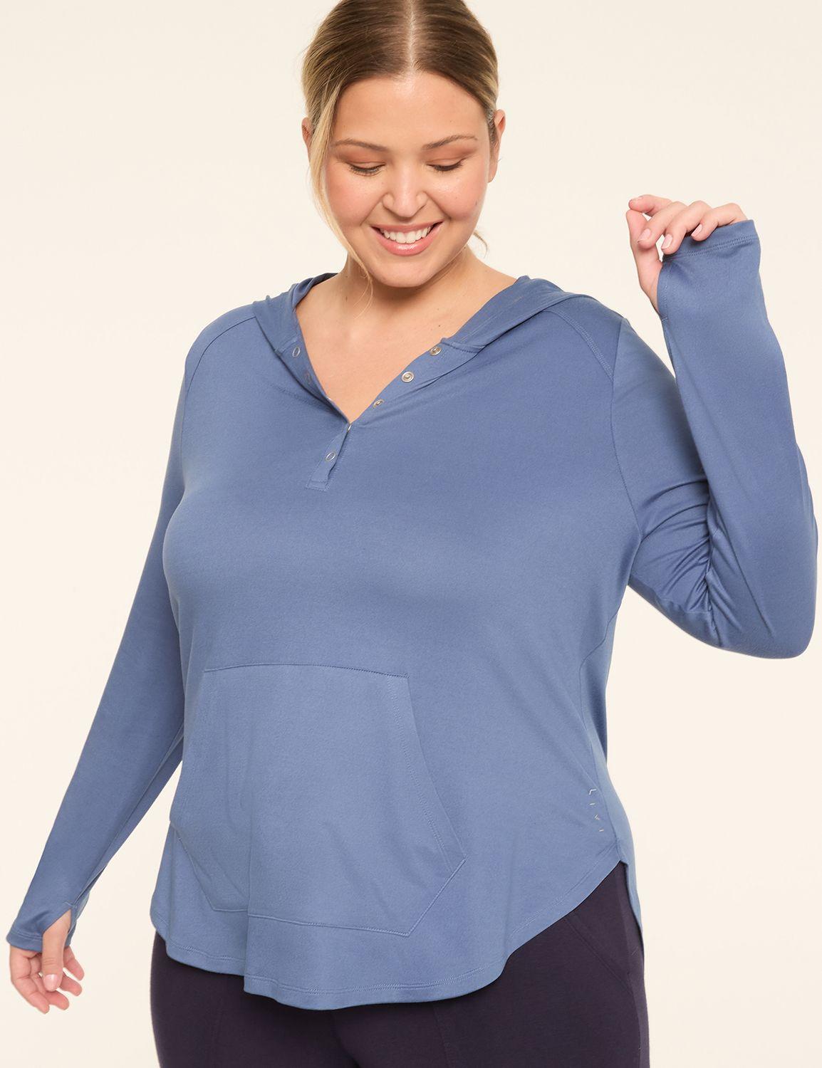 livi soft snap-up hoodie top