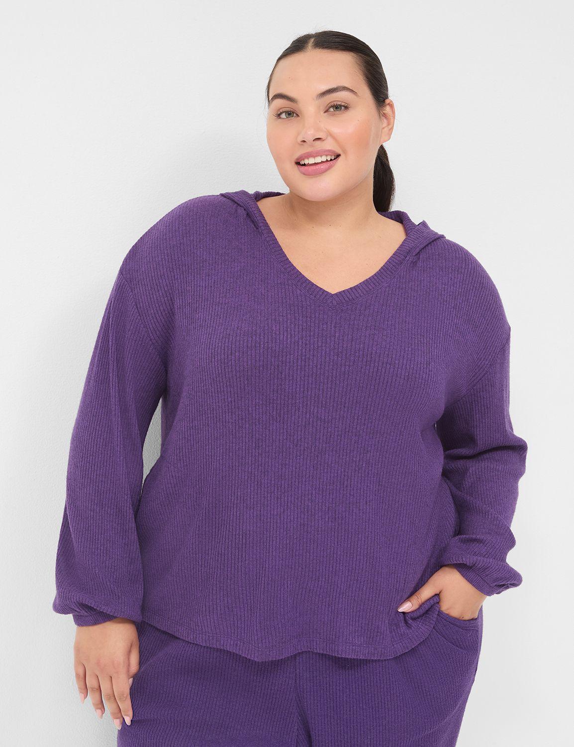 livi v-neck brushed rib sweatshirt