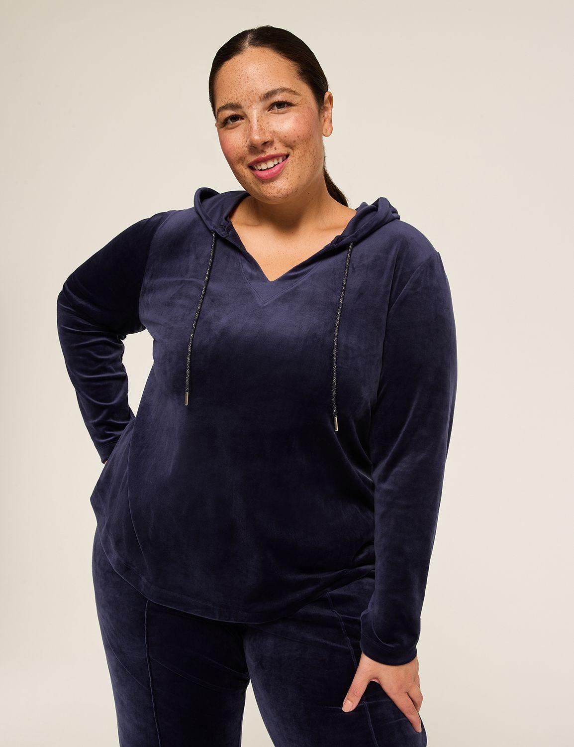 livi v-neck velour hoodie