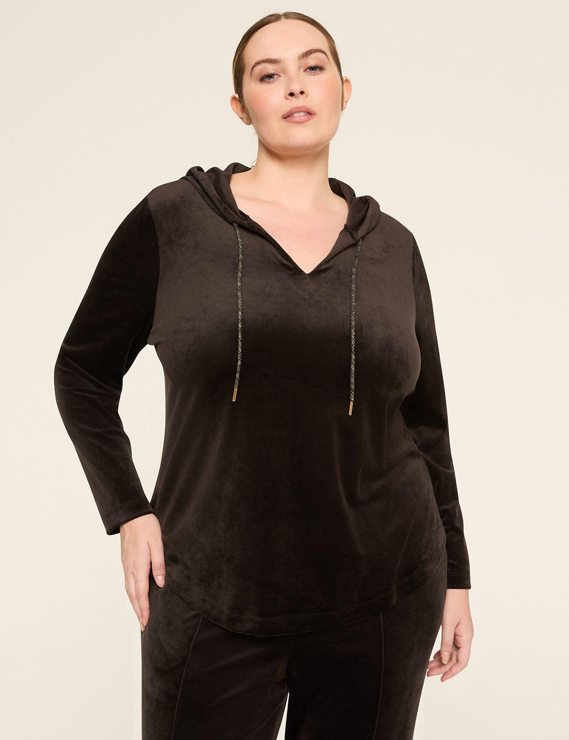 livi v-neck velour hoodie