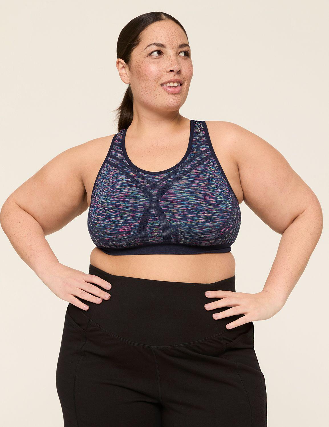 livi wireless medium-impact zoned seamless contrast sports bra
