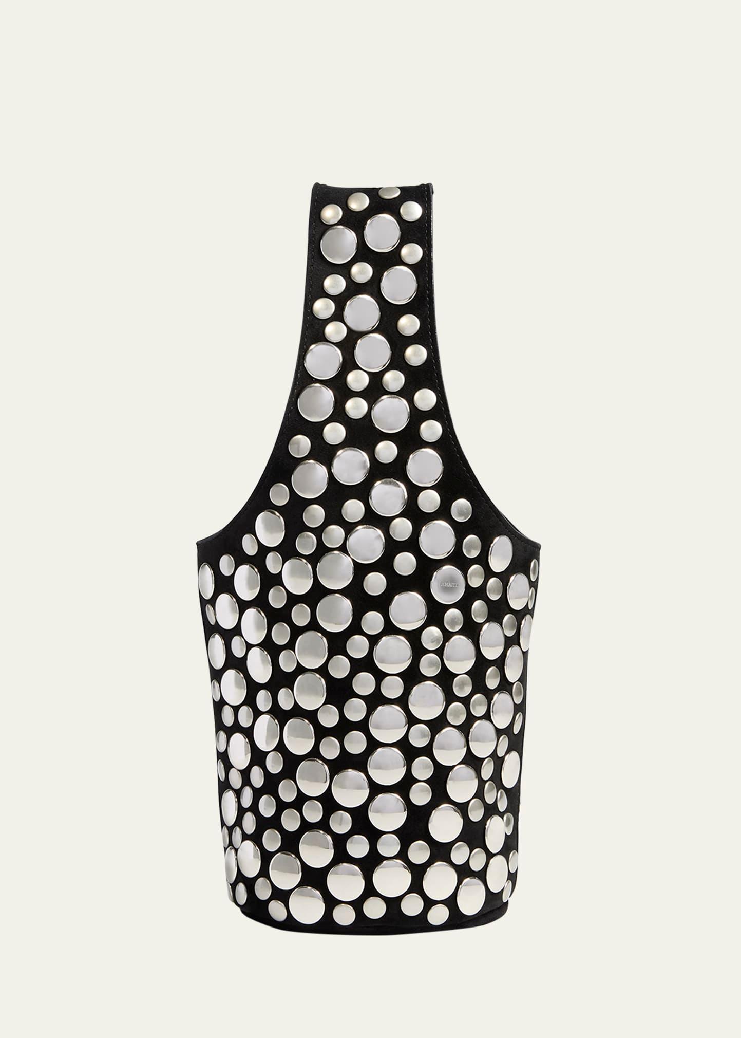 livia studded suede top-handle bag