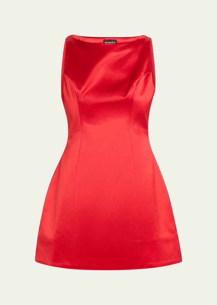livie high-neck satin mini dress