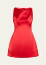 livie high-neck satin mini dress