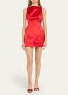 livie high-neck satin mini dress