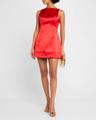 livie high-neck satin mini dress