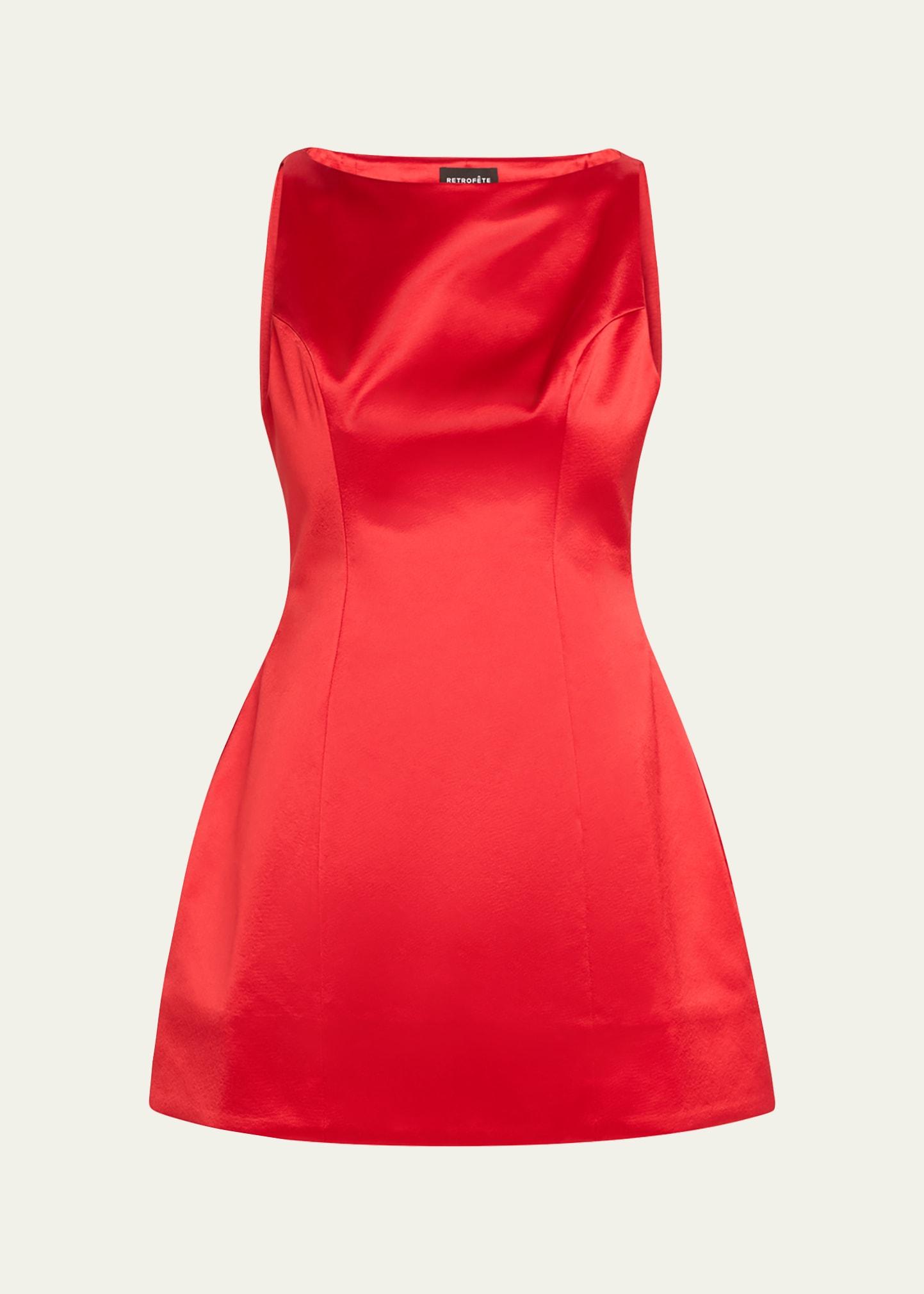 livie high-neck satin mini dress