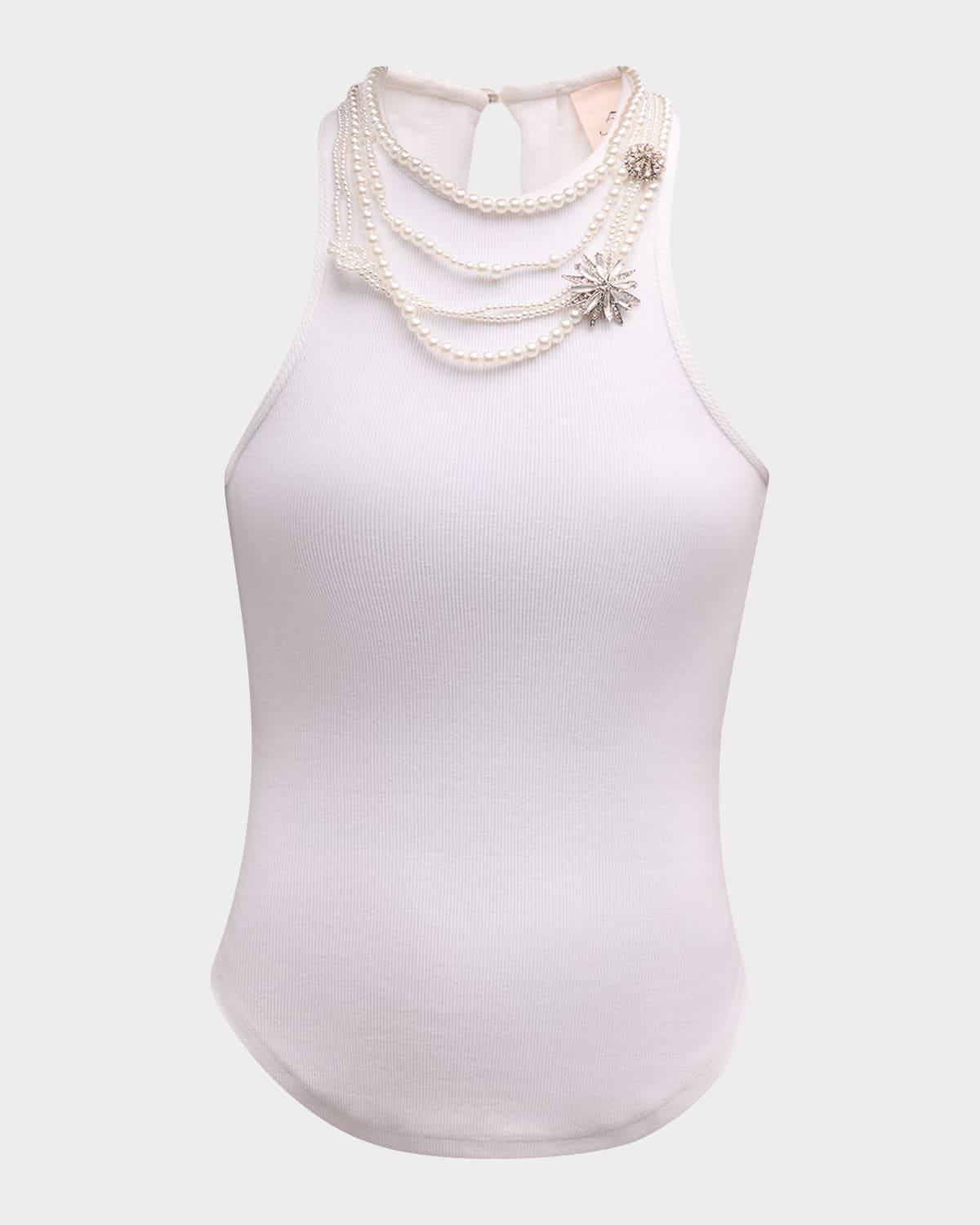 lizzie pearly chain embellished tank top