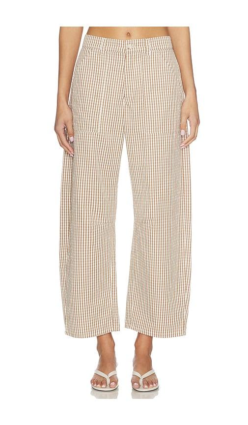 lna cross creek check pant in brown.
