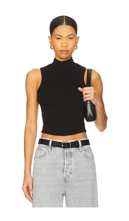 lna detra mockneck tank top in black.