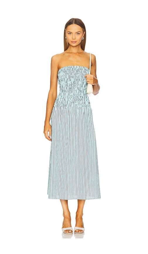 lna kapaia strapless dress in teal.