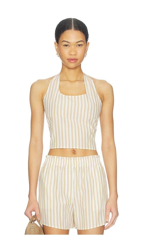 lna lir halter top in tan,white.