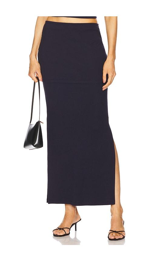 lna lora ribbed skirt in navy.