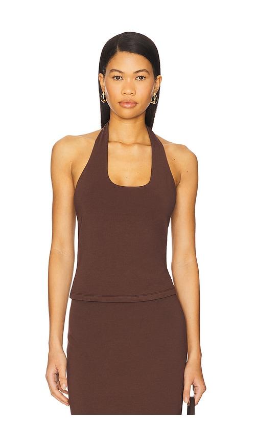 lna mia halter tank in brown.