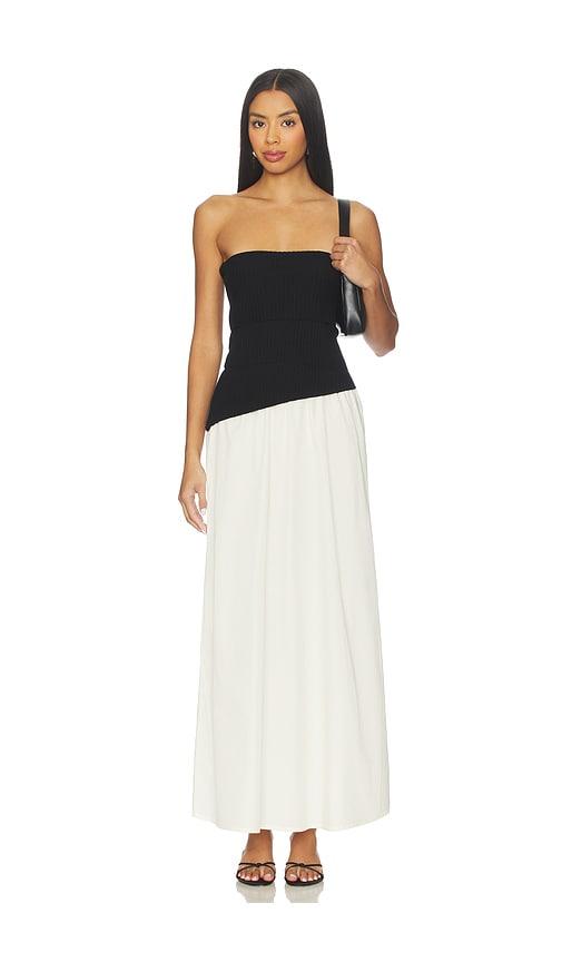 lna roen dress in black,white.
