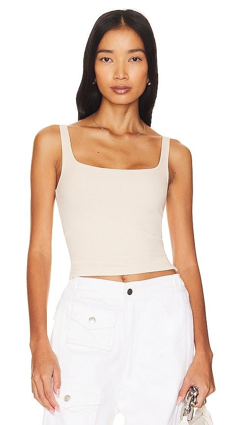 lna scoop ribbed tank in ivory.