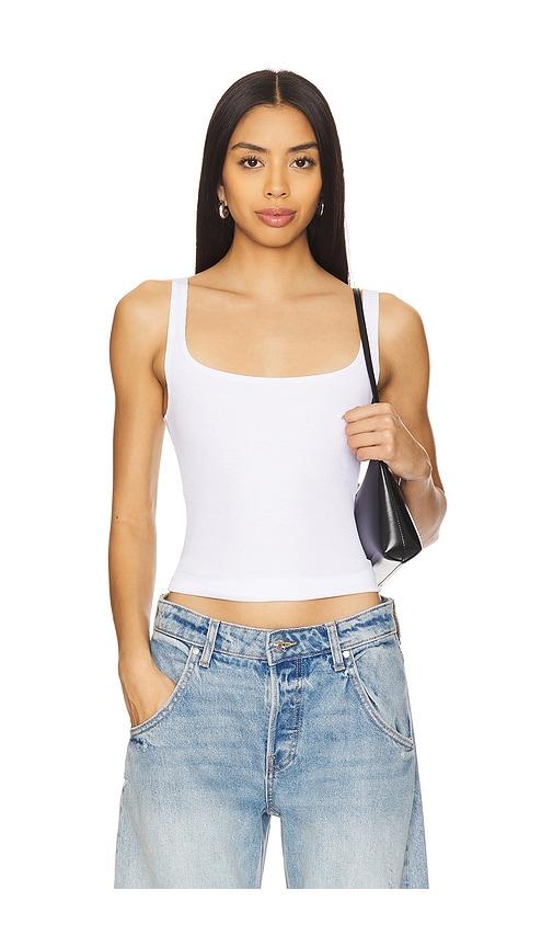 lna scoop ribbed tank in white.