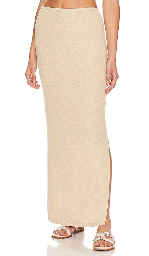 lna steph rib skirt in tan.