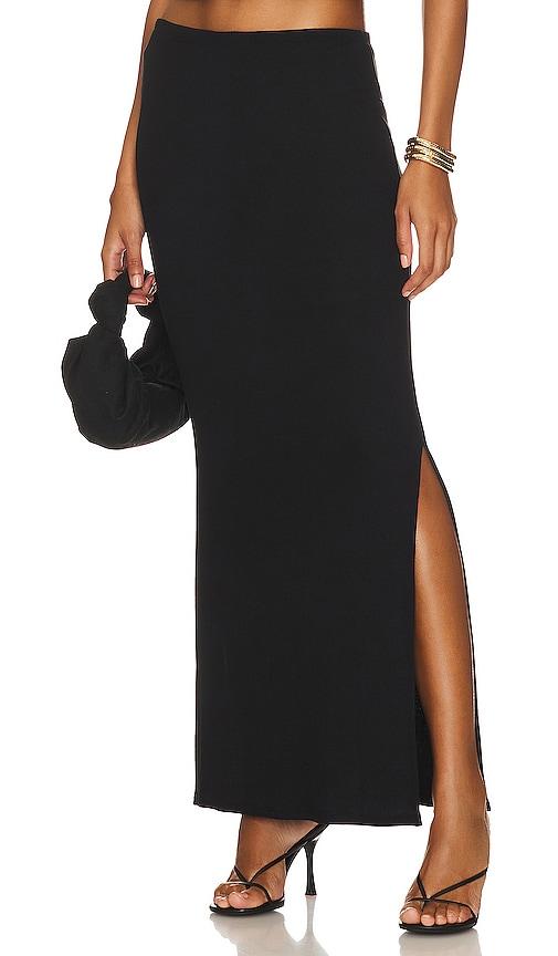 lna steph ribbed skirt in black.
