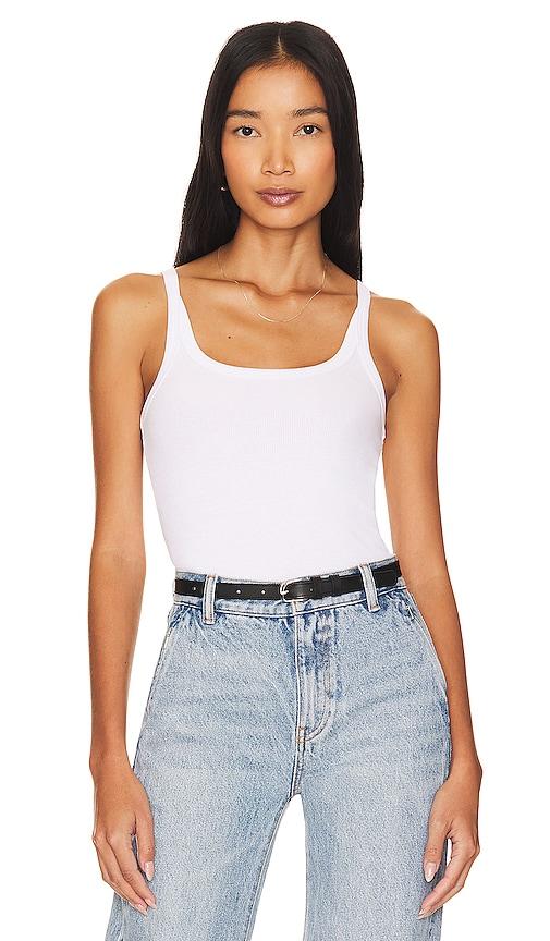 lna timeless ribbed tank in white.