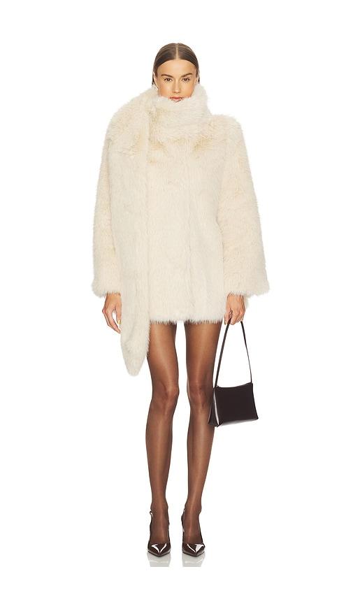 loba brenda faux fur coat in ivory.