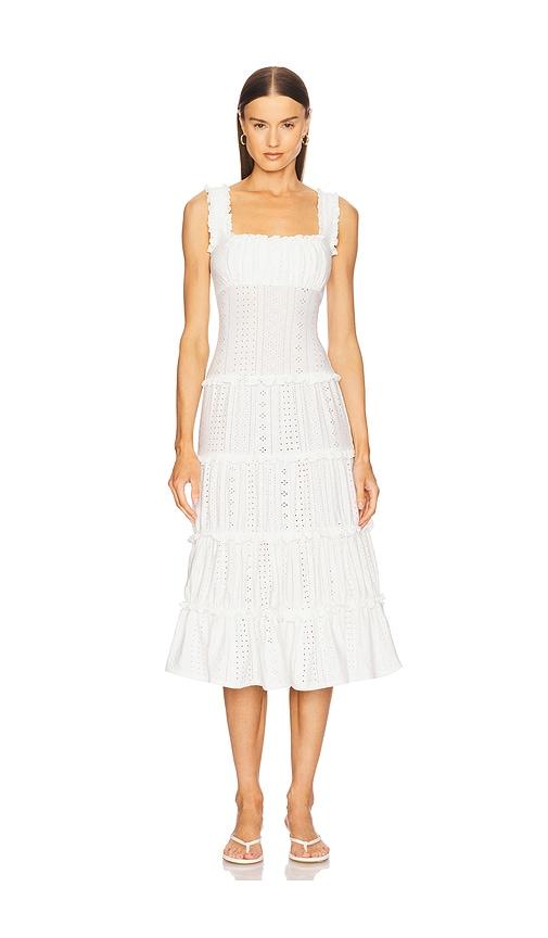 loba carmen midi dress in white.