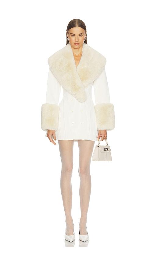 loba julieta faux leather coat in ivory.