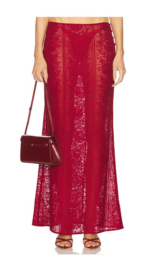 loba laura maxi skirt in burgundy.