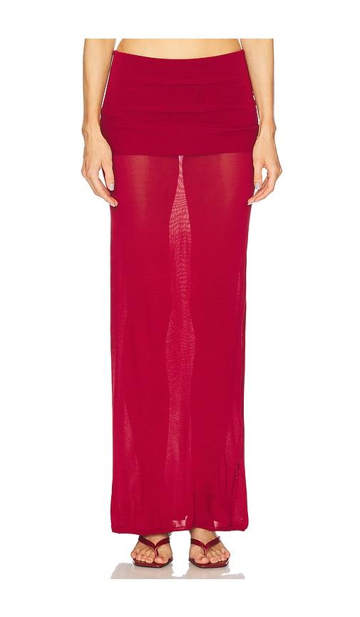 loba maya maxi skirt in burgundy.