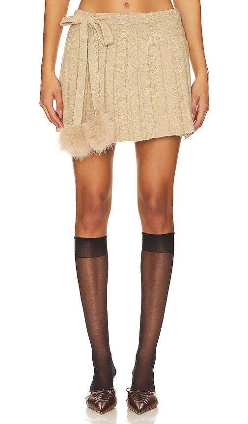 loba nili pleated wrap skirt in tan.