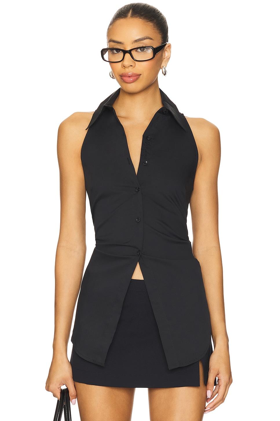 loch sleeveless poplin button up