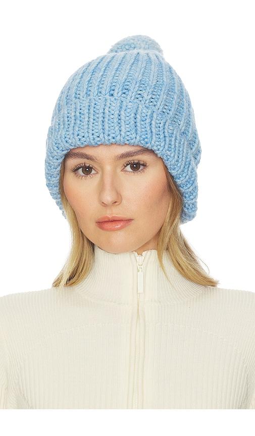 loeffler randall april chunky knit hat in baby blue.