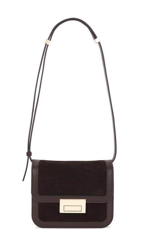 loeffler randall desi crossbody with lock hardware bag in brown.