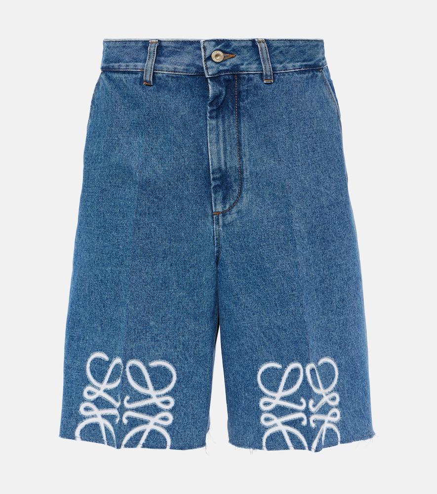 loewe anagram denim bermuda shorts