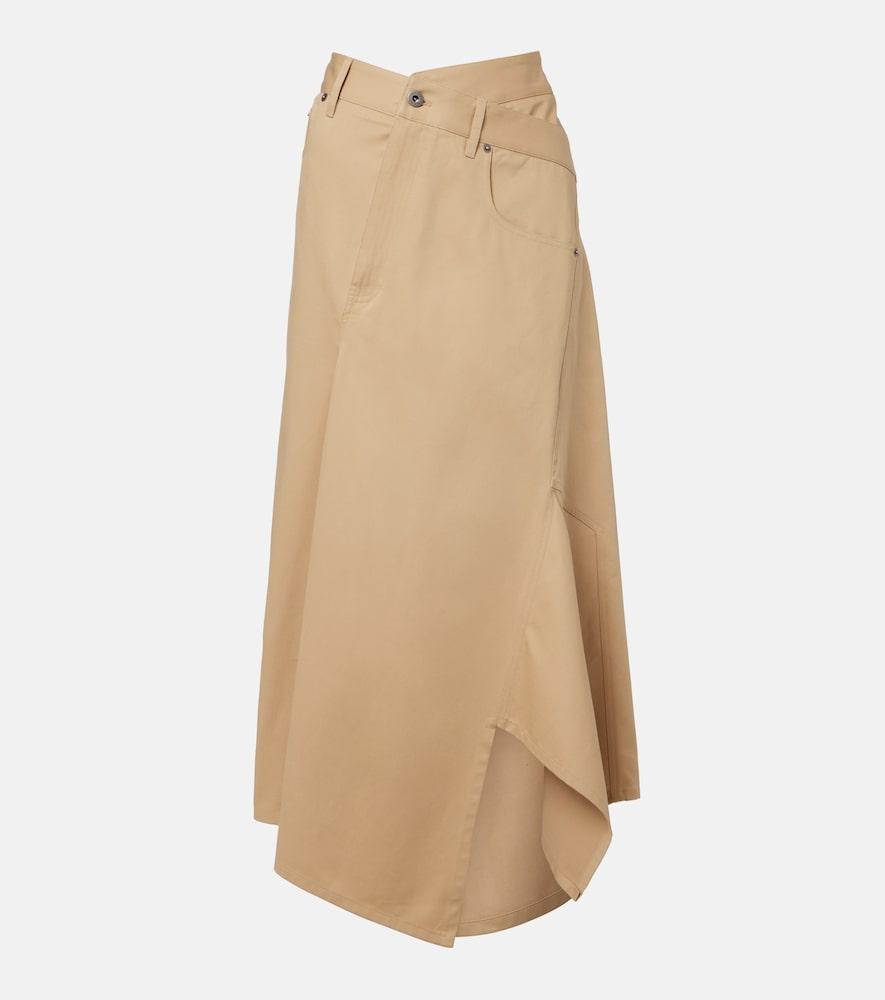 loewe asymmetric cotton midi skirt