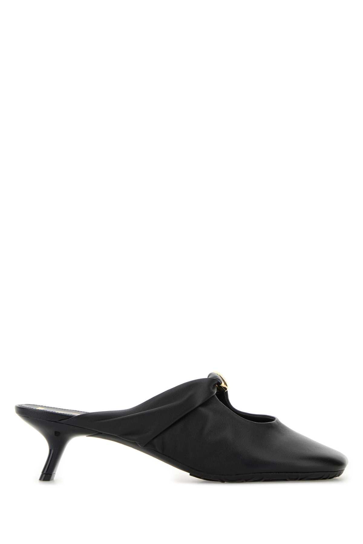 loewe black nappa leather pebble mules