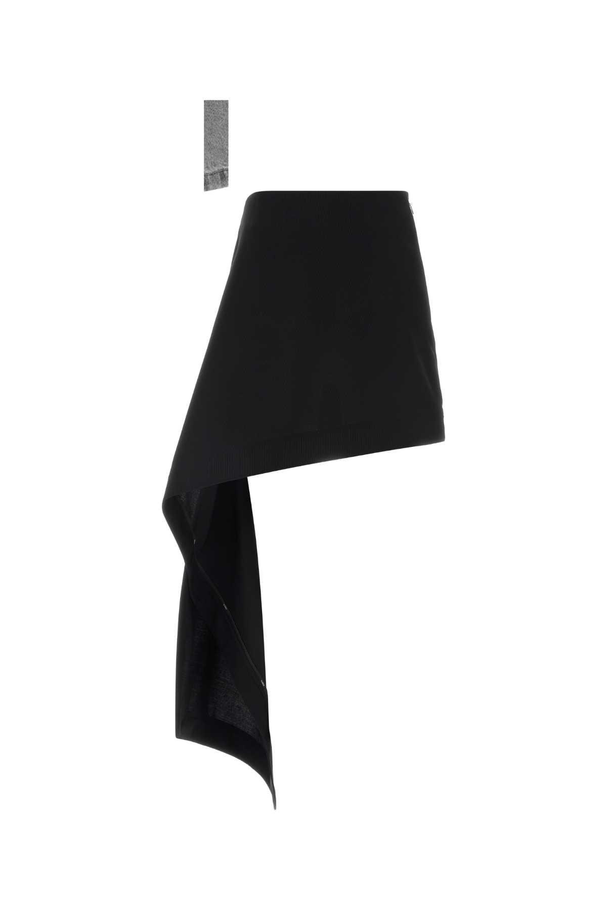 loewe black wool mini skirt
