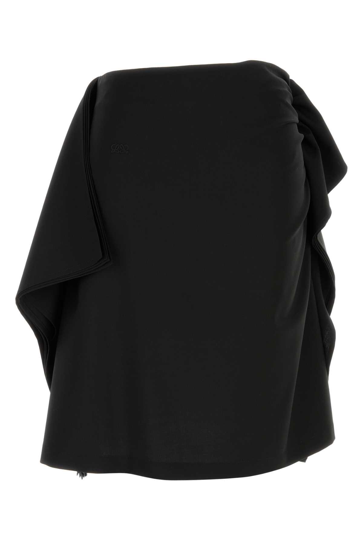loewe black wool skirt