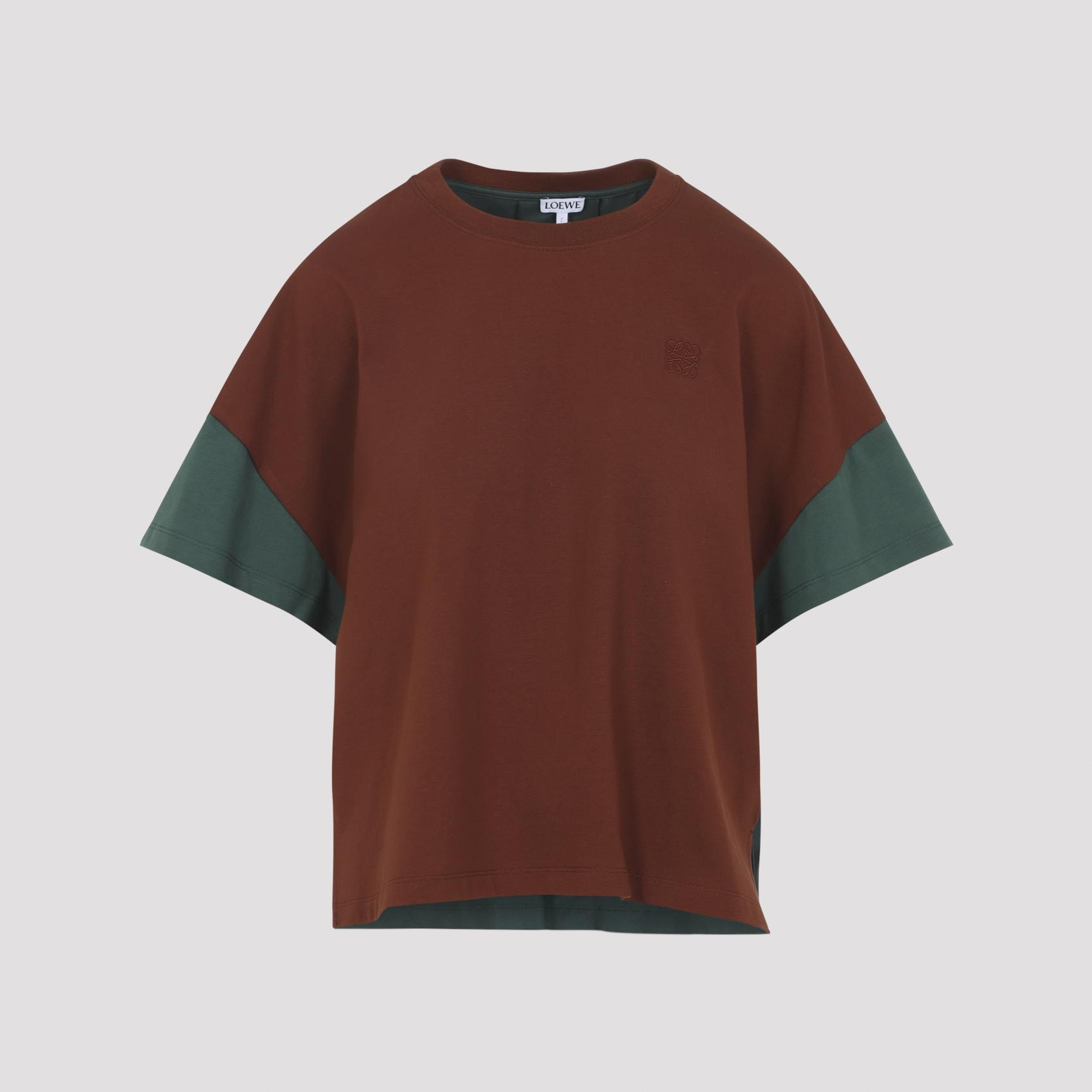 loewe boxy fit t-shirt brown cotton silk polyester tshirt - women