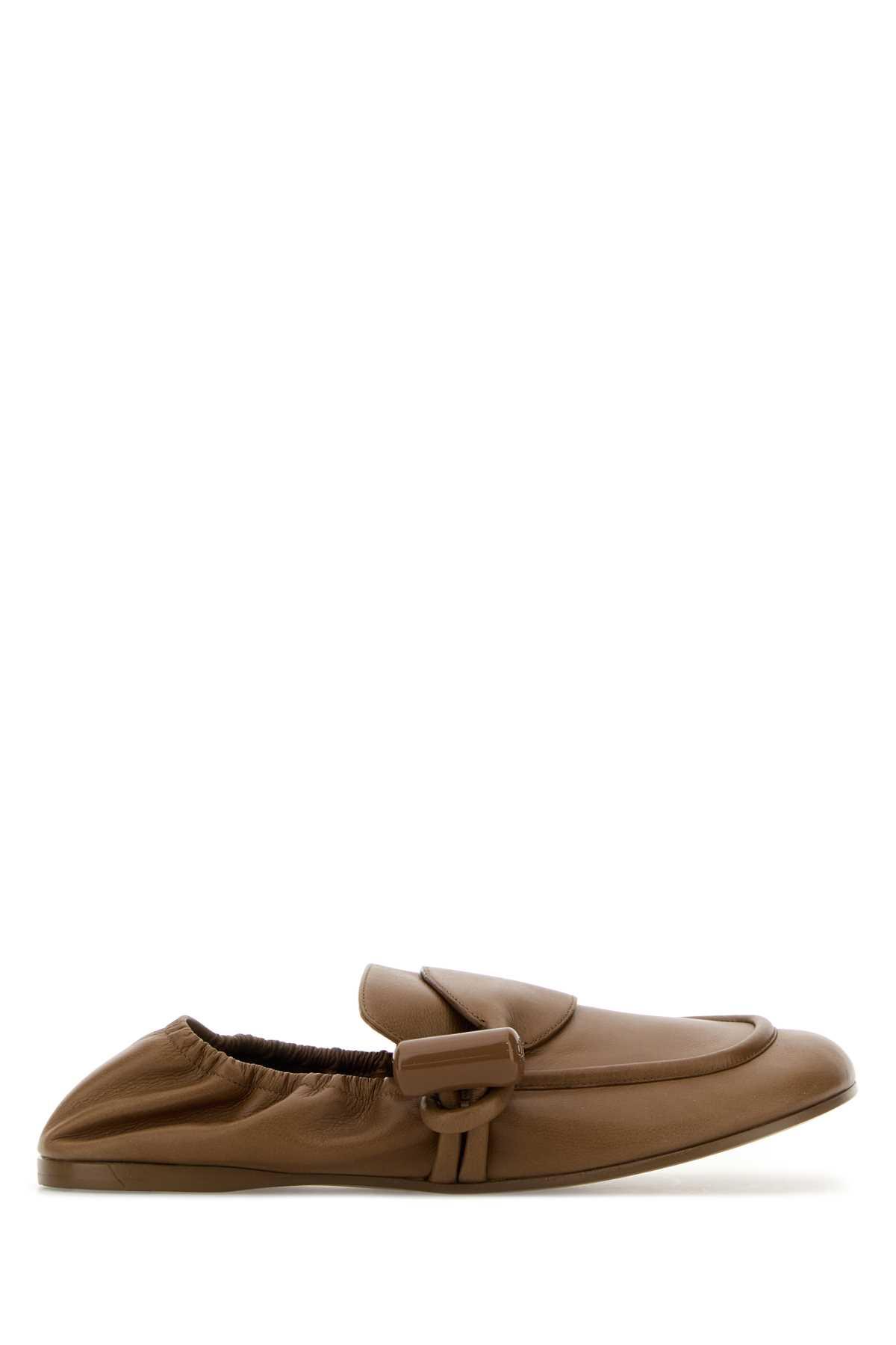 loewe camel leather toggle loafers