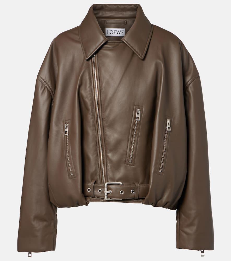 loewe cropped leather biker jacket