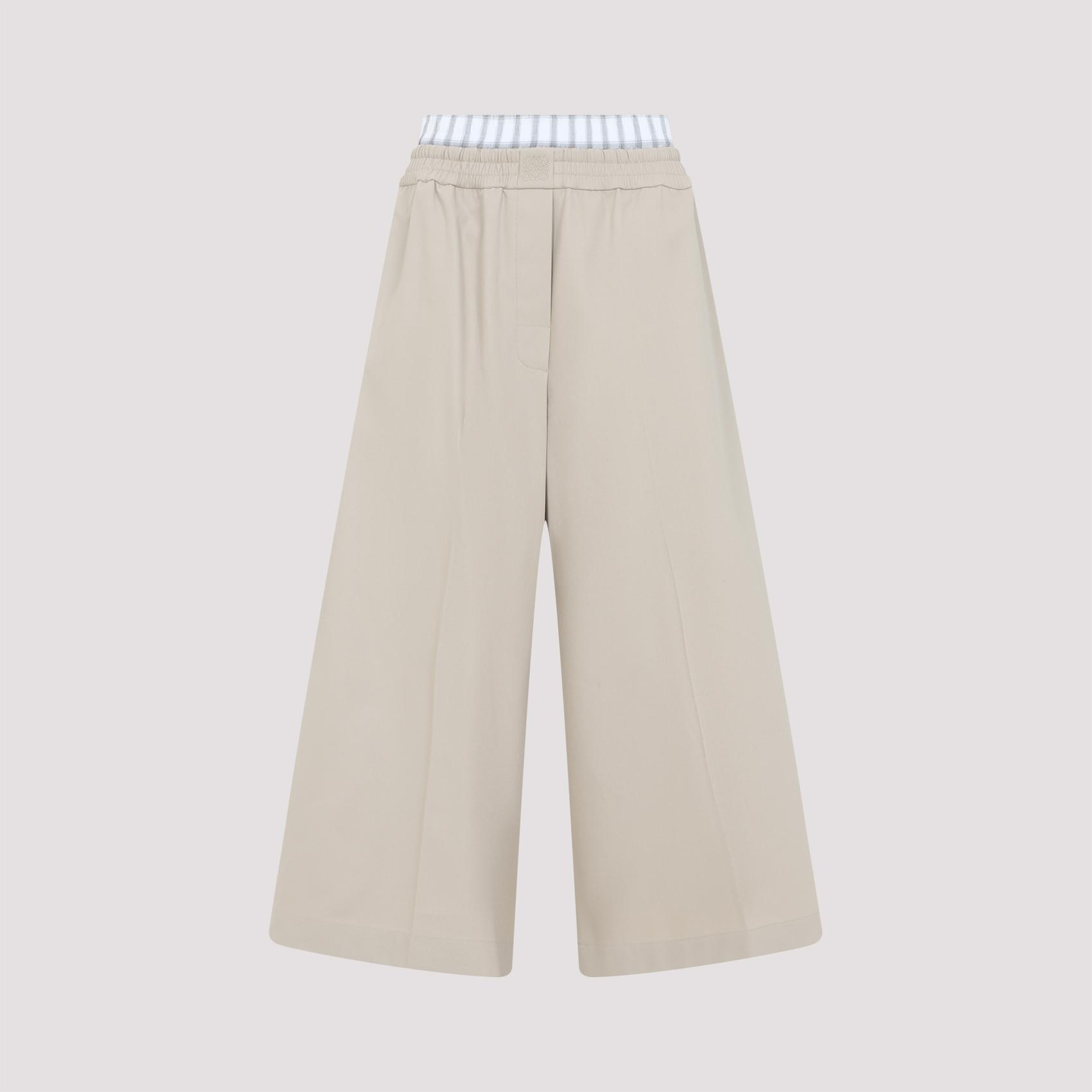 loewe cropped pants nude & neutrals cotton polyester - women
