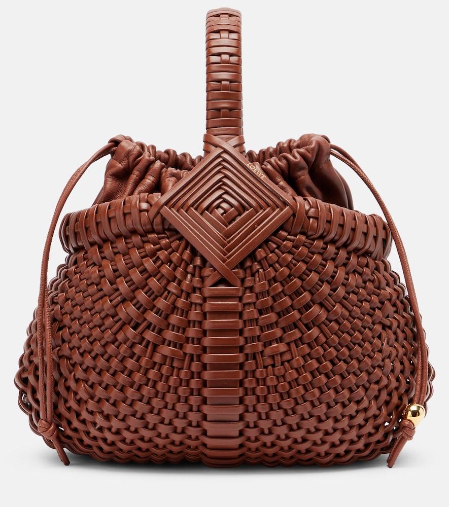 loewe diamond round mini leather basket bag